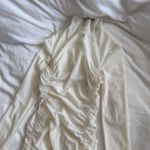 August Getty Atelier White Mesh Ruched Bodycon Long Sleeve Dress S Photo 1