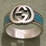Gucci Interlocking G Turquoise Enamel Ring 14mm AG925 Photo 2