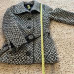 SOIA & KYO  black and white tweed belted pea Wool Blend Jacket Size Medium Coat Photo 6