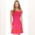Herve Leger Off-Shoulder Cocktail Zoe Dress Pink Photo 3