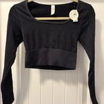 Aerie Offline NWT Black Ribbed Long Sleeve Cropped Top Size Small Photo 1