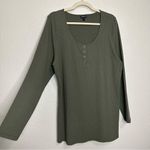 Torrid  Olive Green Knit Henley Scoop Neck Long Sleeves Top Photo 1