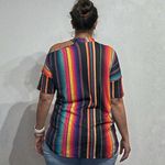 Crazy Train  Striped Cold Shoulder Top Sz L Photo 8