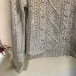 J.Crew NWT Azra gray pom pom crewneck pullover cable knit lambs wool sweater Photo 1