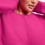 Good American NWT  Ribbed CREWNECK SWEATER FUSCHIA PINK Size S Photo 2