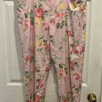 Ralph Lauren Hyannis Port Pink Roses Floral Stretch Pant Womens Size 16 Photo 0