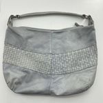 Civico93 Hobo Shoulder Zipper Bag Italian Leather Gray Slouchy Woven Weave Soft Photo 2