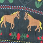 Free People Navy Horse Isles Knit Sweater Vest Medium Equestrian Cottage EUC Black Photo 8