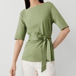 Ann Taylor  Green Boatneck Tie Waist Top Photo 0