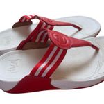 FitFlop Walkstar Toe Post Sandals Red White Striped Flip Flop Comfort Size 9 Photo 2