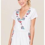 Francesca’s Cyathea Floral Embroidered Romper White Photo 0