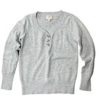 st. john's bay  Sweater Women Size Medium Gray Long Sleeve V Neck 3 Button Cotton Photo 0