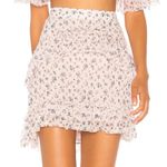 Love Shack Fancy Lily Skirt Size 4 Persian Pink Floral Ruffle Trim 100% Silk Boho Photo 1