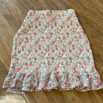 Floral Ruffle Hem Skirt Orange Size L Photo 0