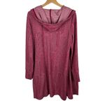 Soft Surroundings  Red‎ Pink Striped Cardigan Sz M Hooded Open Front Knit Comfort Photo 5