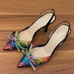 Betsey Johnson  "Deede" Embellished Rainbow Slingback Dress Pumps Size 6M Photo 2