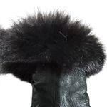 Ladies M Black Leather Mittens Faux Fur Trim Thinsulate Photo 5