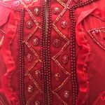 Roaman's Vintage Red Silk Beaded Sequin Rhinestone Blazer Coat 2X Photo 13