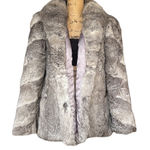Danielle France Gray Rabbit Fur Winter Coat with Pink Lining size Medium Photo 0