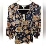 Veronica M  Chiffon Split Neck Floral Blouse Photo 1