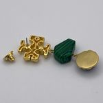 Tory Burch  Roxanne double drop earrings with green malachite and resin. New Photo 5