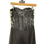 Blondie Nites Floral Embroidered Strapless Gown Black Mesh Corset Formal Dress Photo 3
