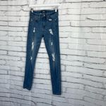 Aero High Rise Jegging Distressed Skinny Jeans Medium Wash Women’s 4 Stretch Y2K Blue Photo 7