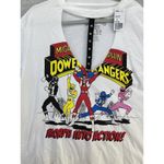 Power Rangers Women's Blouse Cut Out Front Short Sleeve Size 0X White Graphic T Photo 7