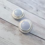 Vintage Clip On Earrings Very Light Blue Frosted Photo 1