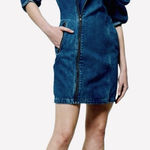 ÉTICA Charley Biker Assymetrical Zipper denim mini dress Size XS NWOT MSRP $238 Blue Photo 0