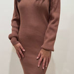 Knit Ribbed Sweater Dress in Cocoa Brown Photo 3
