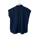 Uniqlo  linen top Navy Blue Sleeveless Button oversized Shirt XS big shoulder‎ Photo 1
