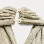 ZARA  BACKLESS HALTER MAXI DRESS WITH METALLIC GOLD THREAD AND SIDE RUCHING SZ SM Photo 7