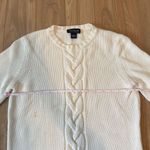 Ann taylor crème cable knit cotton sweater size medium Has staining from stora White Photo 2