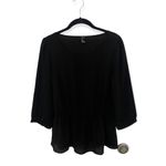 Forever 21  Black Fit & Flare Blouse | Size M | Lightweight Peplum Top Photo 1
