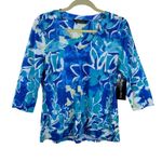 Tango Mango NWT Floral Blue Blouse Medium Photo 0