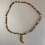 HipChik Couture Long Necklace with Tibetan Horn rhinestone beads Brown Photo 0