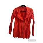 Eileen Fisher ✨ Rumpled Cotton Steel RED LORY Asym Zip Sz Small Jacket✨ Photo 7