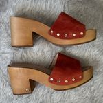 Veronica Beard Orange Women’s Suede Mules with Wooden Heel size 9M Photo 1