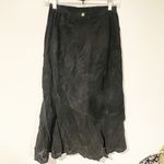 Chico's Chico’s Size 0 Small Leather Flare Bottom Midi Skirt with Laser Cut Detailed Hem Photo 5