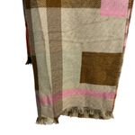 Maeve Anthropologie Brown Pink Tartan Colorblock Shawl Scarf Photo 2