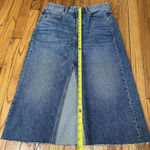 SLVRLAKE Women's‎ Denim Midi Skirt Center Slit in Fair Game Blue Size 26 Photo 9