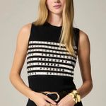 J.Crew Sweater Womens Small Black White Embellished Stripe Tank Pullover New Photo 0