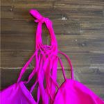 O'Neill O'Neil Beach Street Hot Pink Bikini Top High Neck Criss Cross Strappy Halter L Photo 5