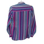 Vintage 1980s Evan Picone Pink & Purple Striped Button Down Blouse Medium Photo 4