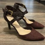 Franco Sarto  Anazio Pump - Suede & Faux Leather - Burgundy - Size 7.5 Photo 2