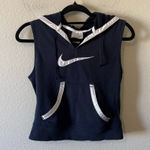 Nike VTG  Short Sleeve Hoodie Embroidered Swoosh Navy Size S Athletic Loungewear Photo 0
