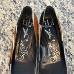 Tibi  black and tan silk and leather made in Italy unique block heel shoes (orig price $325) Photo 2