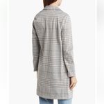 MELLODAY  Plaid Notch Lapel Open Front Trench Coat in Gray Plaid Small Photo 1
