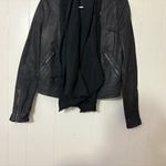 Free People  Black Drape Coated Denim Knit Moto Jacket Size 4 Photo 2